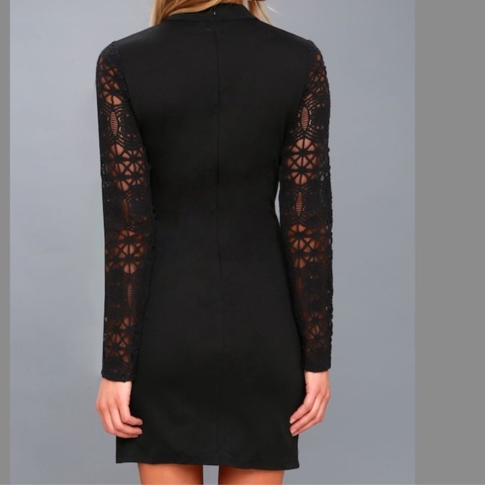 Lulus Lace Up Your Sleeve black lace long sleeve bodycon dress - Picture 2 of 8